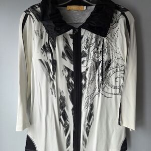 Women's Black and White Artistic Blazer
